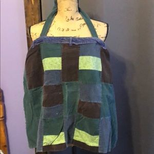 Patchwork Corduroy Backless Top